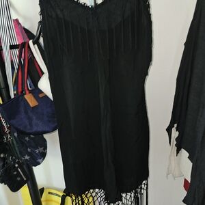 Guess Black Dress with Fringe Details